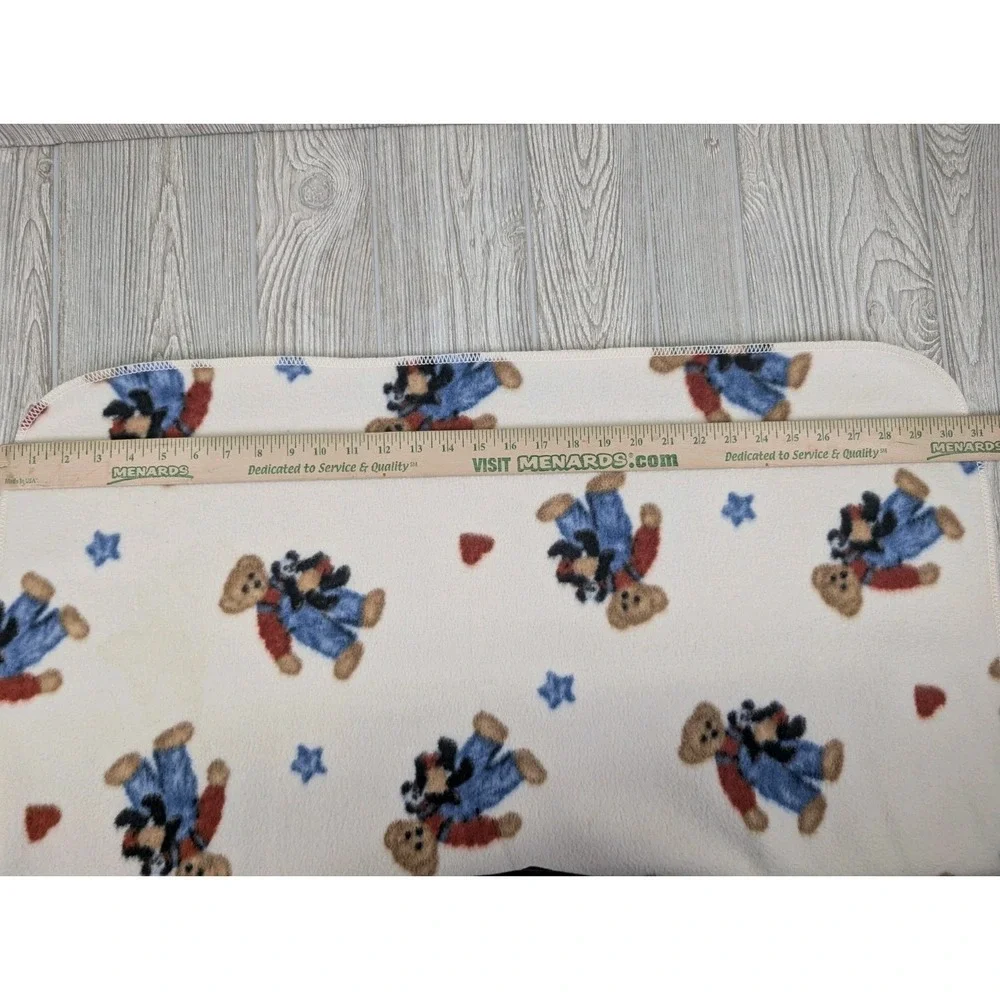 Welcome World BJT Blue Jean Teddy Bear‎ Fleece Baby Blanket Hearts Stars 32 x 42